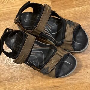 ECCO Men's Brown Leather Sports Sandals EU 43 US 9 - 9.5 Adjustable Walking